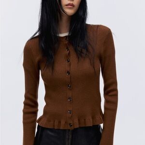 NWT H&M Chocolate Button-Up Sweater RIB-KNIT CARDIGAN size M